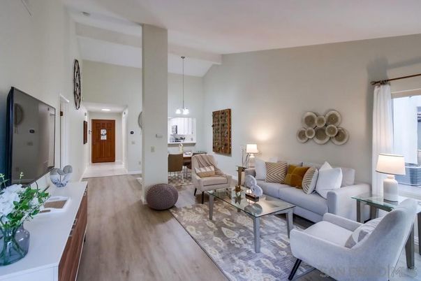 Interior, Living room, Pendant Lights, Recessed Lighting, Wood Texture Flooring