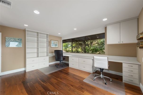 Home Office, Interior, Recessed Lighting, Wood Texture Flooring