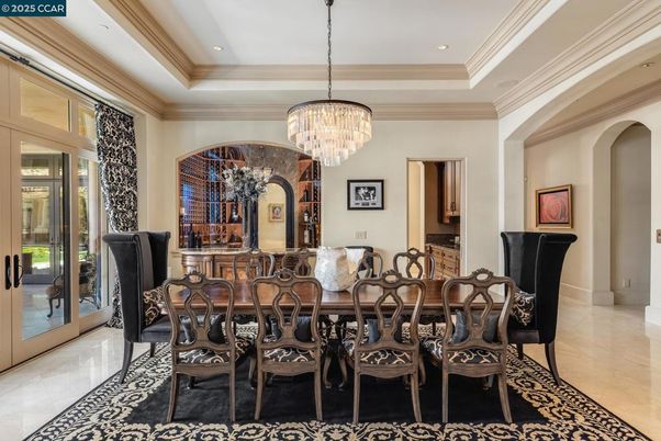 Chandelier, Dining room, Interior, Recessed Lighting