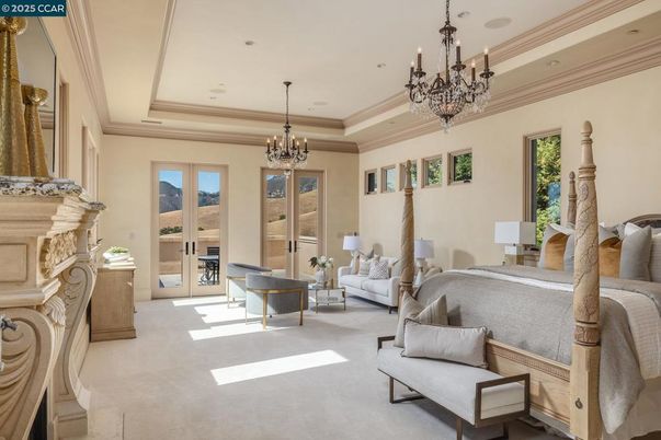 Bedroom, Chandelier, Fireplace, Interior, Recessed Lighting