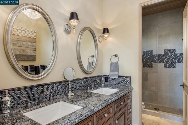 Bathroom, Dual Sink Vanities, Glass Shower, Interior
