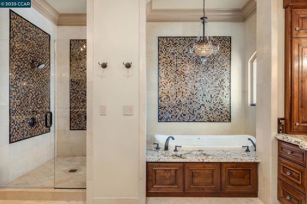 Bathroom, Glass Shower, Interior, Pendant Lights