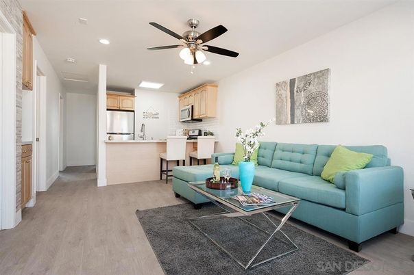 Interior, Kitchen, Living room, Recessed Lighting, Stainless Steel Appliances, Wood Texture Flooring