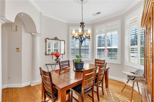 Chandelier, Dining room, Interior, Wood Texture Flooring