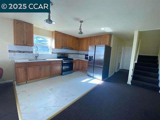 Interior, Kitchen, Marble, Pendant Lights, Recessed Lighting, Stainless Steel Appliances