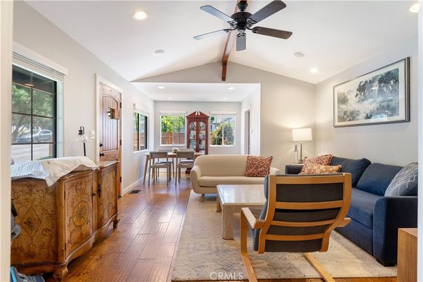 Dining room, Interior, Living room, Recessed Lighting, Wood Texture Flooring