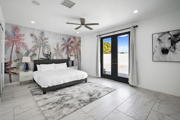 Bedroom, Interior, Marble, Recessed Lighting