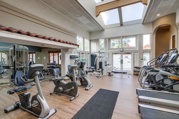 Fitness Equipment, Gym, Interior, Recessed Lighting, Wood Texture Flooring