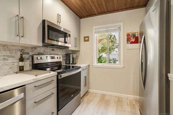 Interior, Kitchen, Stainless Steel Appliances, Wooden Ceilings, Wood Texture Flooring