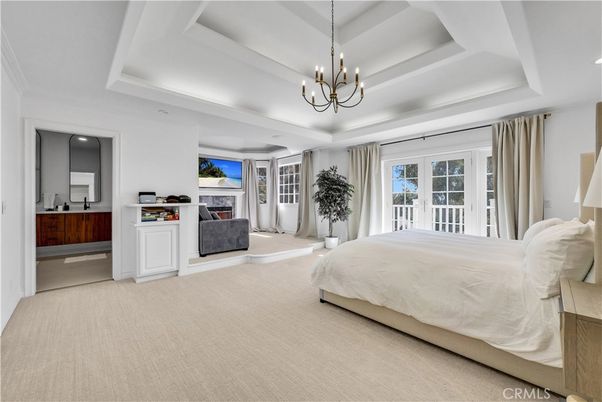 Bedroom, Chandelier, Fireplace, Interior, Recessed Lighting