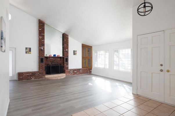 Empty room, Fireplace, Interior, Wood Texture Flooring