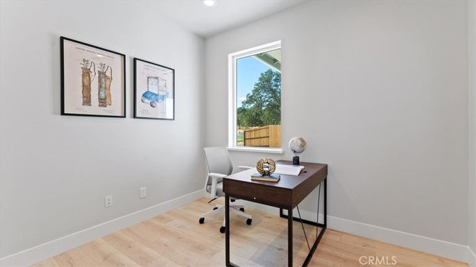 Home Office, Interior, Recessed Lighting, Wood Texture Flooring