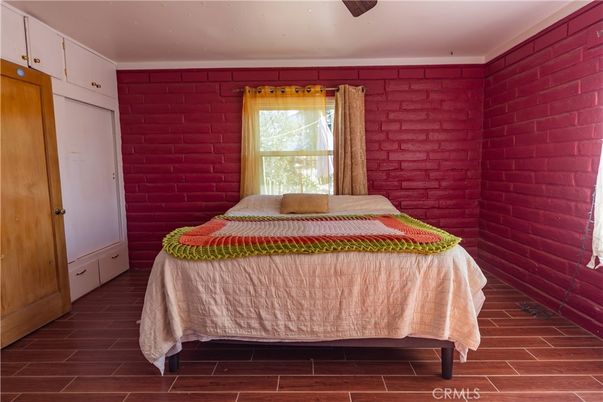 Bedroom, Interior, Stone Walls, Wood Texture Flooring
