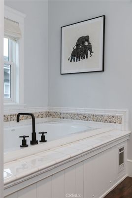 Bathroom, Interior, Tile Countertops, Wood Texture Flooring