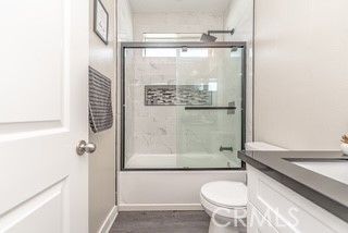 Bathroom, Glass Shower, Interior, Wood Texture Flooring