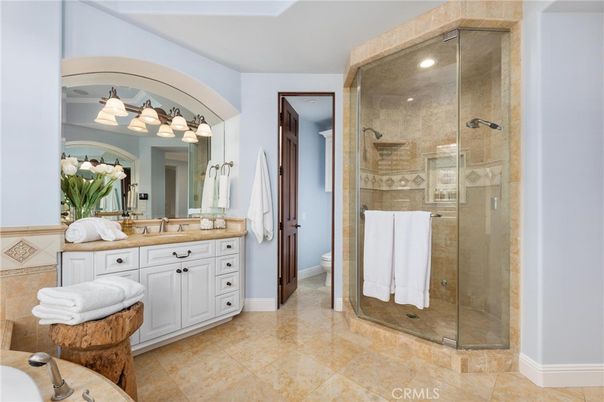 Bathroom, Glass Shower, Interior, Recessed Lighting