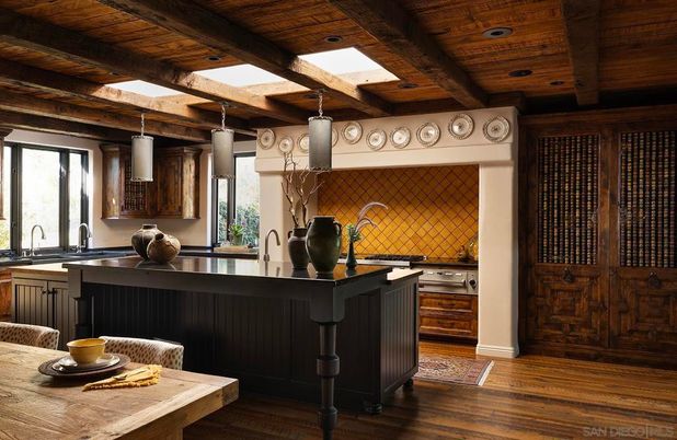 Interior, Kitchen, Pendant Lights, Recessed Lighting, Wooden Beams, Wooden Ceilings, Wood Texture Flooring