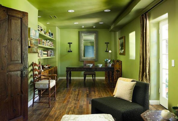 Home Office, Interior, Recessed Lighting, Wood Texture Flooring