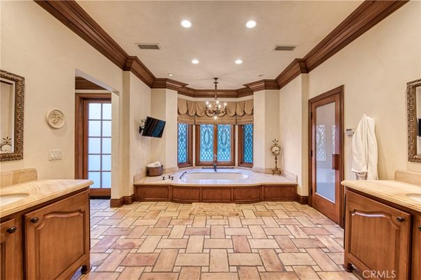 Bathroom, Chandelier, Interior, Recessed Lighting