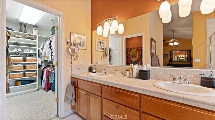 Bathroom, Dual Sink Vanities, Interior, Tile Countertops, Walk-in Closets