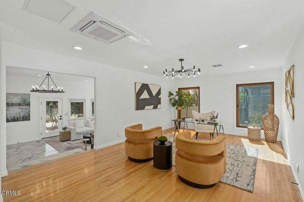 Home Office, Interior, Living room, Marble, Pendant Lights, Recessed Lighting, Wood Texture Flooring
