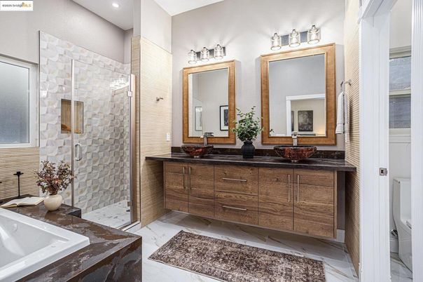 Bathroom, Dual Sink Vanities, Glass Shower, Interior, Recessed Lighting