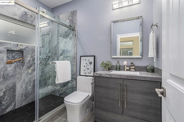 Bathroom, Glass Shower, Interior, Marble Walls