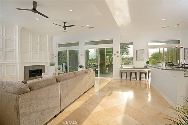 Fireplace, Interior, Kitchen, Living room, Recessed Lighting