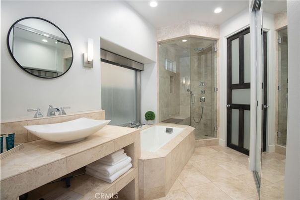 Bathroom, Dual Sink Vanities, Glass Shower, Interior, Recessed Lighting