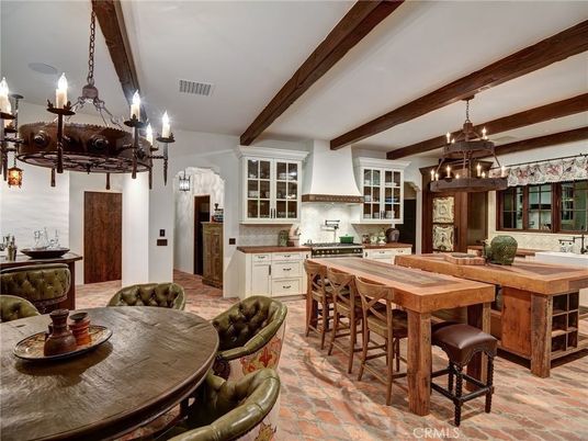 Chandelier, Dining room, Interior, Kitchen, Pendant Lights, Wooden Beams