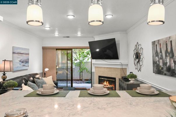Fireplace, Interior, Living room, Pendant Lights, Recessed Lighting