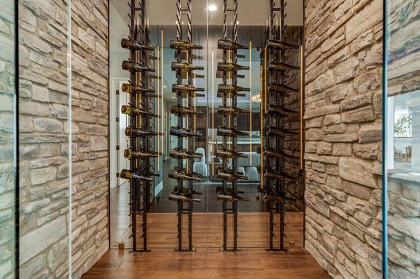 Interior, Stone Walls, Wine Storage, Wood Texture Flooring