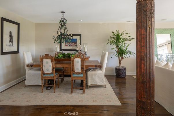 Chandelier, Dining room, Interior, Wood Texture Flooring