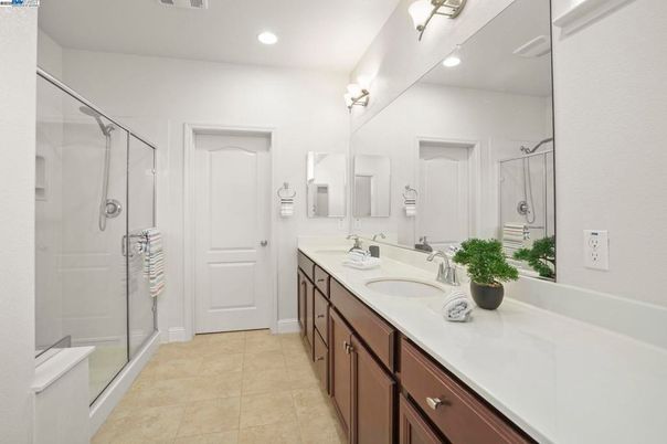 Bathroom, Dual Sink Vanities, Glass Shower, Interior, Recessed Lighting