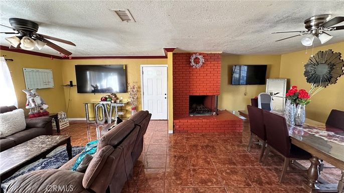 Dining room, Fireplace, Interior, Living room, Stone Walls
