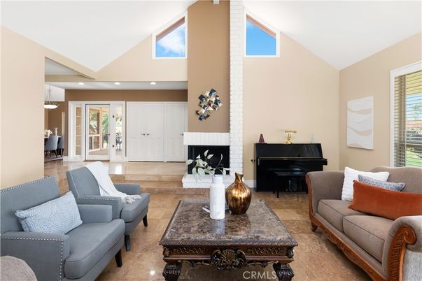 Fireplace, Interior, Living room, Piano, Recessed Lighting