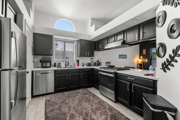 Interior, Kitchen, Stainless Steel Appliances, Wood Texture Flooring