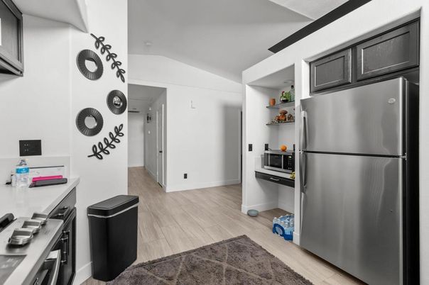 Interior, Kitchen, Stainless Steel Appliances, Wood Texture Flooring