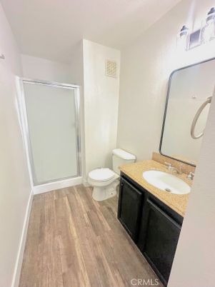 Bathroom, Glass Shower, Interior, Wood Texture Flooring