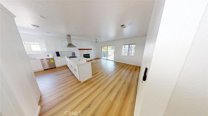 Interior, Kitchen, Pendant Lights, Wood Texture Flooring