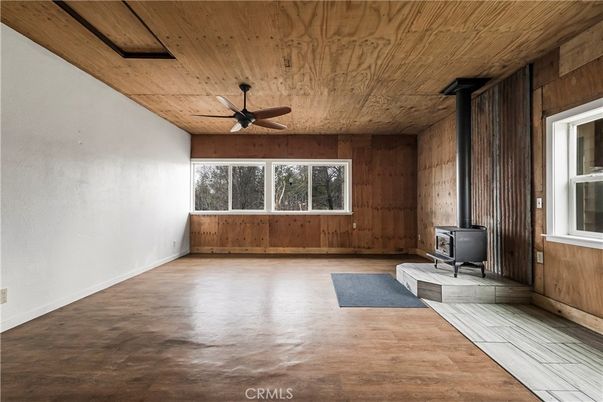 Empty room, Fireplace, Interior, Wooden Ceilings, Wood Texture Flooring, Wooden Walls