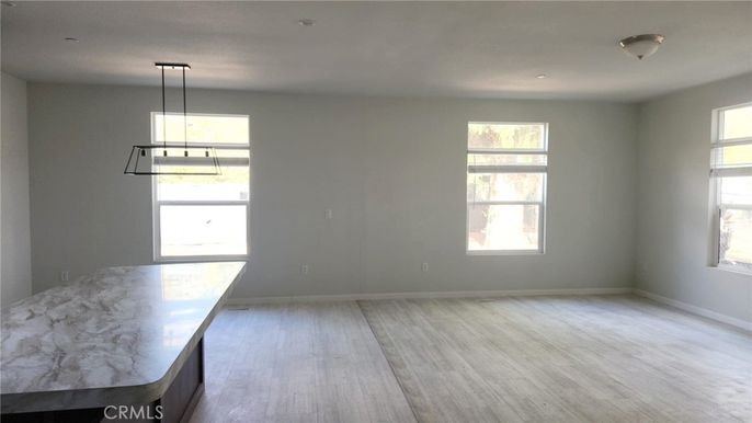 Empty room, Interior, Pendant Lights, Wood Texture Flooring