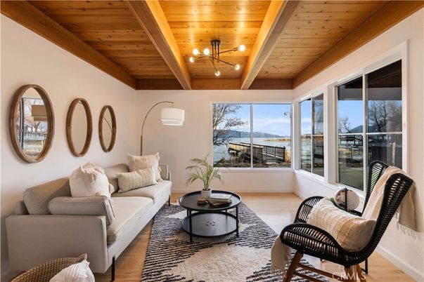 Interior, Living room, Water, Wooden Beams, Wooden Ceilings, Wood Texture Flooring