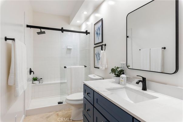 Bathroom, Glass Shower, Interior, Recessed Lighting