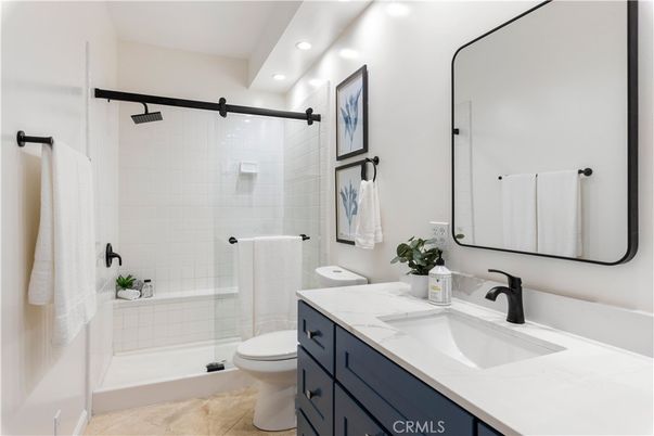 Bathroom, Glass Shower, Interior, Recessed Lighting
