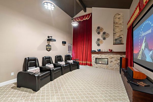 Home Theatre Room, Fireplace, Interior, Projection Screen, Theatre Room