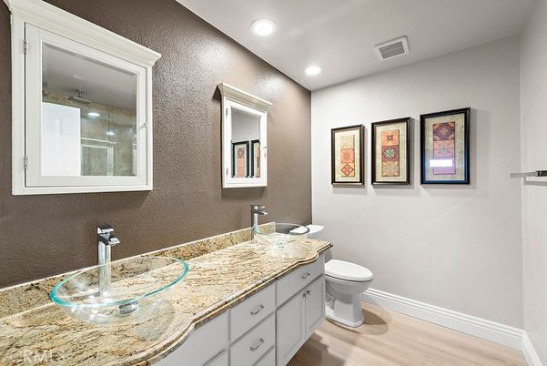 Bathroom, Interior, Recessed Lighting, Wood Texture Flooring