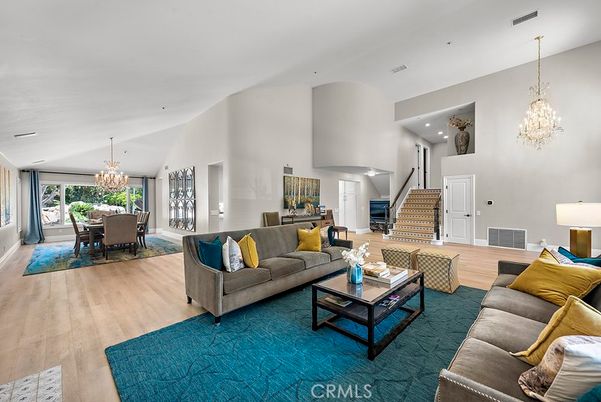 Chandelier, Dining room, Interior, Living room, Recessed Lighting, Wood Texture Flooring