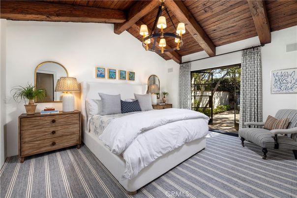 Bedroom, Chandelier, Interior, Pendant Lights, Wooden Beams, Wooden Ceilings