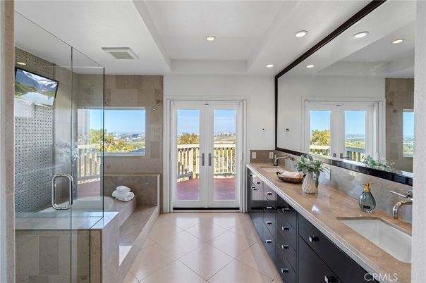 Bathroom, Dual Sink Vanities, Glass Shower, Interior, Recessed Lighting